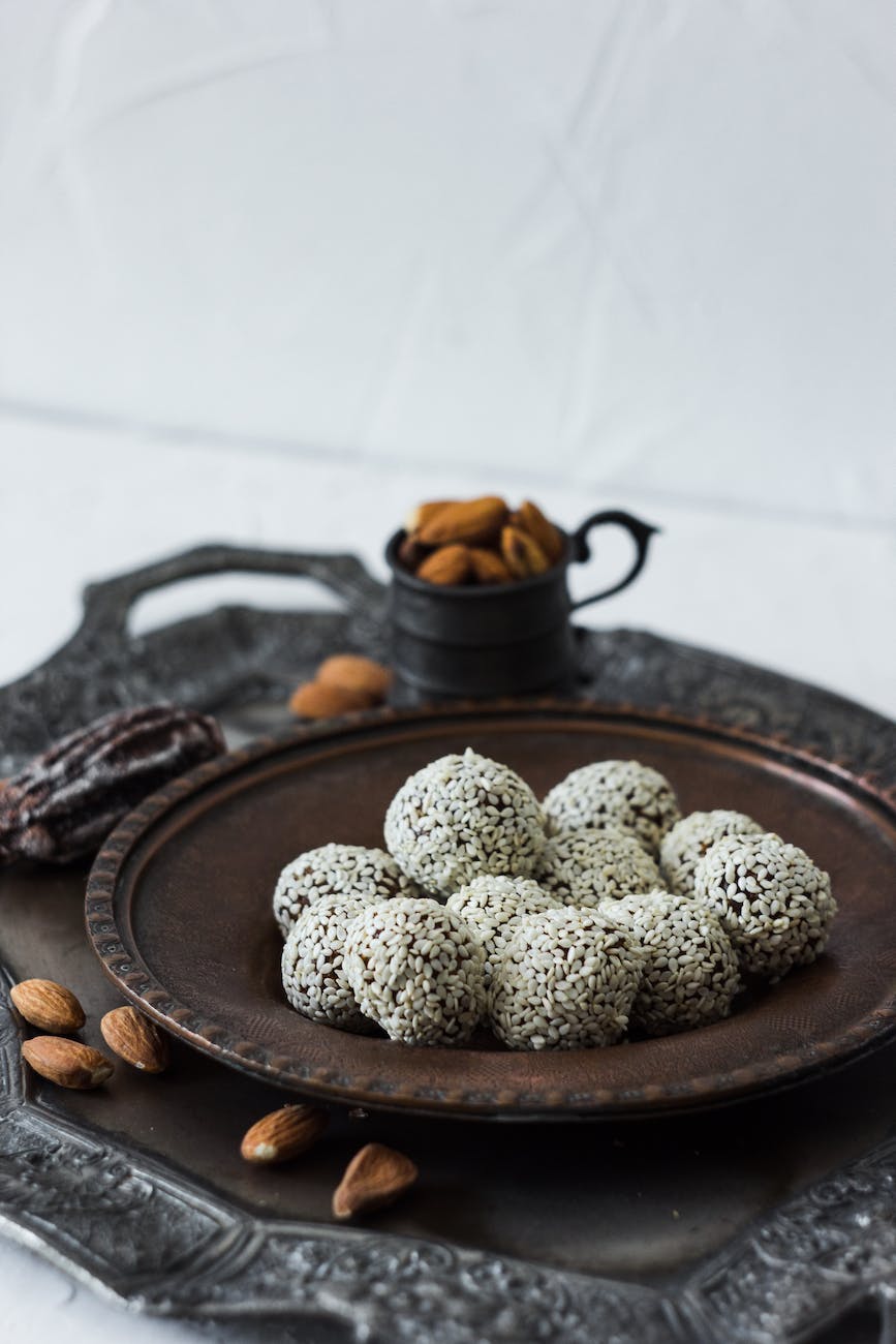 rice balls served on brown plate