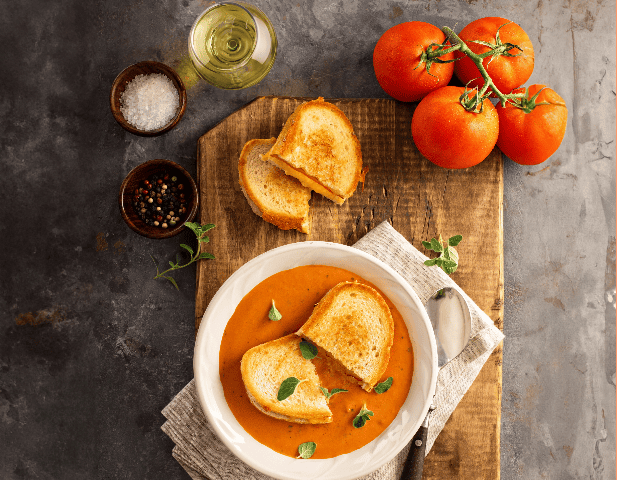 Spanish Grilled Cheese and Smoky Cream of Tomato Soup