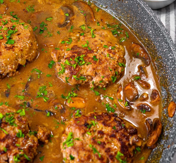 Salisbury Steak with Mashed Potatoes and Mushroom Gravy