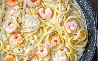 One Pan Shrimp Fettuccine Alfredo 🍤🍝