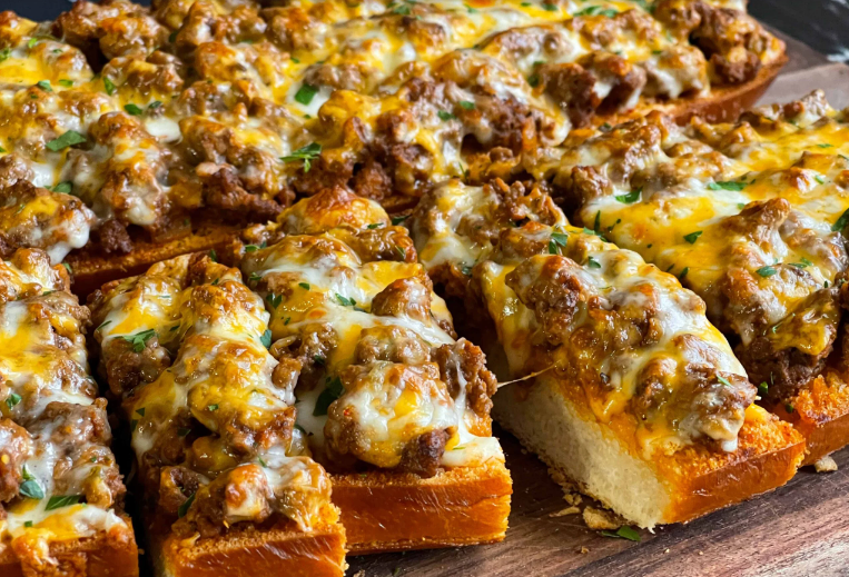 Garlic Bread Cheesy Sloppy Joe Bake Recipe