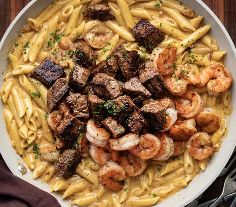 How to Make Cajun Shrimp & Steak Alfredo Pasta